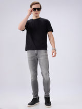 Men's Grey Mid-Rise Skinny Fit Cotton Blended Casual Jeans