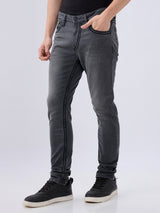 Men's Black Mid-Rise Skinny Fit Cotton Blended Casual Jeans