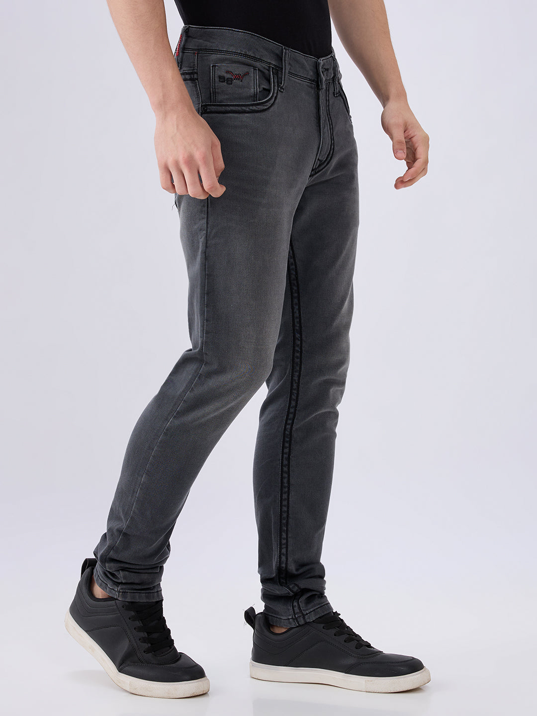 Men's Black Mid-Rise Skinny Fit Cotton Blended Casual Jeans
