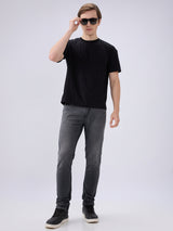 Men's Black Mid-Rise Skinny Fit Cotton Blended Casual Jeans
