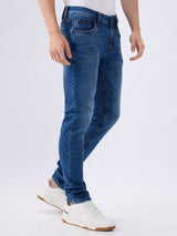 Men's Blue Mid-Rise Skinny Fit Cotton Blended Casual Jeans