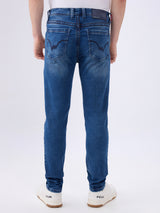 Men's Blue Mid-Rise Skinny Fit Cotton Blended Casual Jeans
