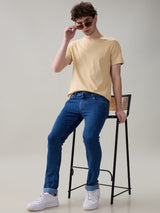 Men's Blue Casual Solid Skinny Fit Jeans