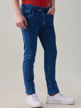 Men's Blue Casual Solid Slim Fit Jeans