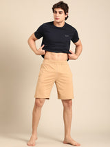 Men's Beige Cotton Regular Fit Shorts