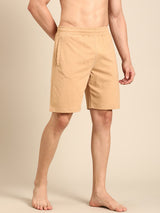 Men's Beige Cotton Regular Fit Shorts