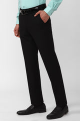 Men's Black Formal Solid Slim Fit Trouser