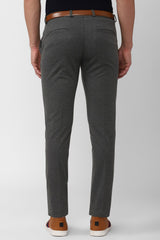 Men's Grey Casual Solid Slim Fit Trouser