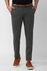 Men's Grey Casual Solid Slim Fit Trouser