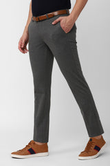 Men's Grey Casual Solid Slim Fit Trouser