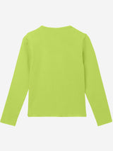 Girls Green Casual Solid Regular Fit Full Sleeves Tshirt