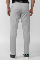 Men's Grey Casual Solid Slim Fit Trouser