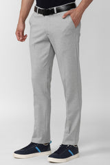 Men's Grey Casual Solid Slim Fit Trouser