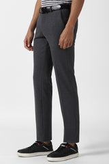 Men's Grey Casual Solid Slim Fit Trouser