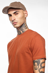 Men's Rust Casual Slim Fit Solid Half Sleeves Tshirt