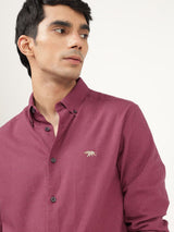 Men's Red Casual Regular Fit Solid Full Sleeves Shirt
