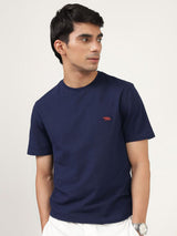 Men's Blue Casual Regular Fit Solid Half Sleeves Tshirt