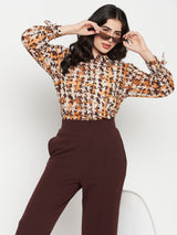 Women's Multicolor Casual Full Sleeve Printed Shirt With Cuff Sleeves