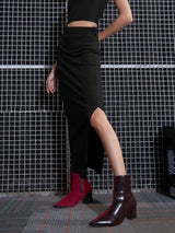 Women's Black Casual Solid Slim Fit Skirt