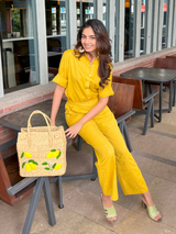 Women's Yellow Linen Two Piece Co-ord Set