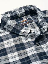 Men's Slim Fit Checkered Full Sleeves Spread Collar Casual Shirt