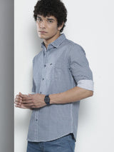 Men's Regular Fit Checkered Full Sleeves Cutaway Collar Casual Shirt