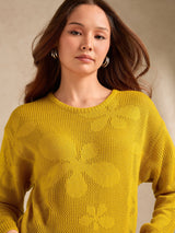 Women's Mustard Bold Floral Print Sweater
