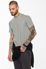 Men's Grey Casual Slim Fit Solid Half Sleeves Tshirt