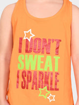 Girls Orange Casual Printed Regular Fit Sleeveless Clothing Set