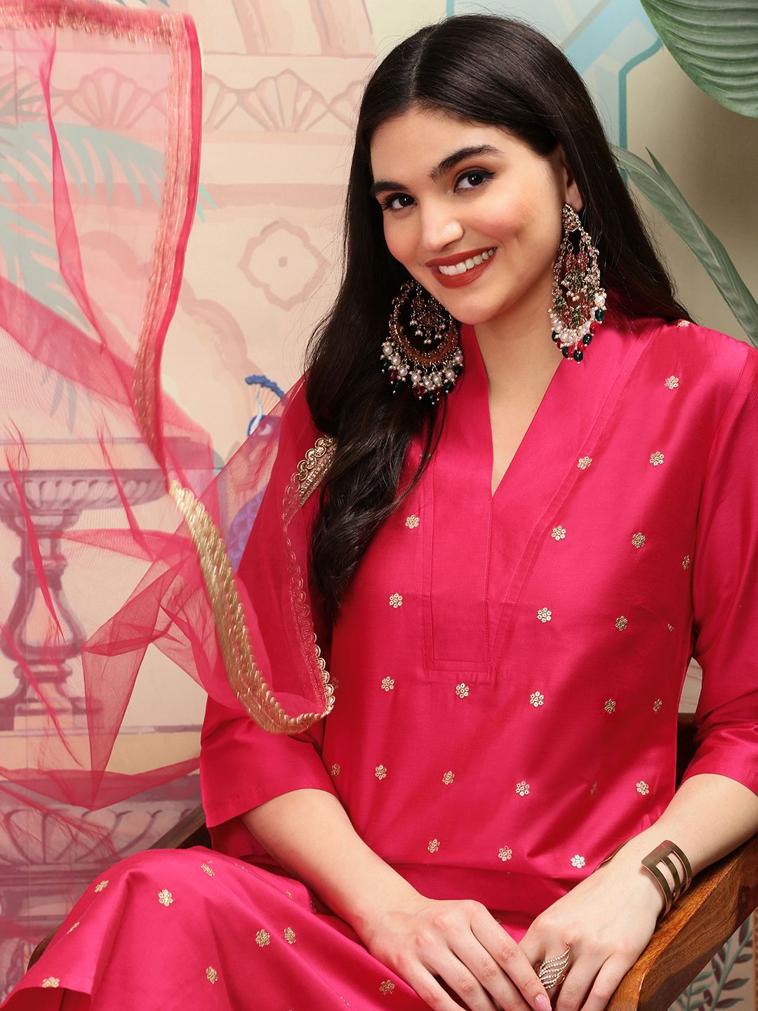 Women's Pink Kurta Set with Duppatta