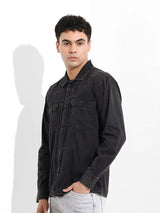 Men's Black Casual Solid Full Sleeves Shirt