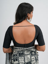 Women's Black Cotton Blend Saree