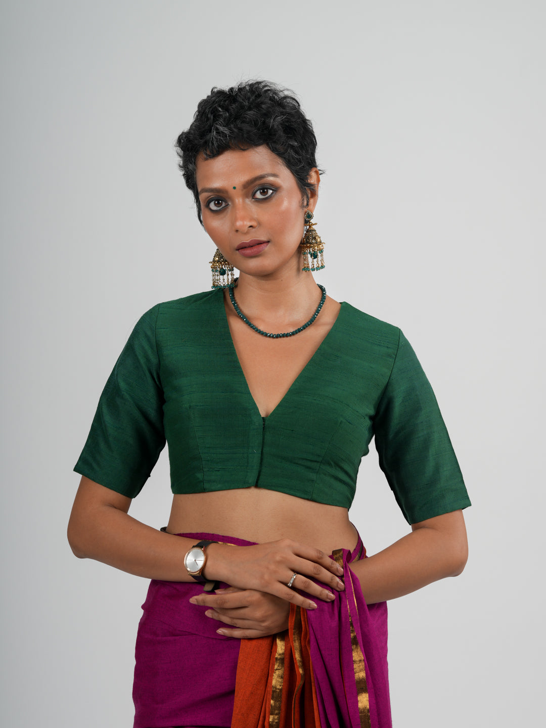 Women's Multicolor Cotton Acrylic Saree