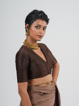 Women's Brown Cotton Acrylic Saree