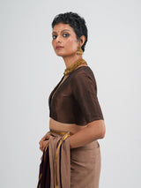 Women's Brown Cotton Acrylic Saree