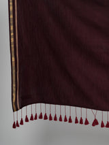 Women's Brown Cotton Acrylic Saree