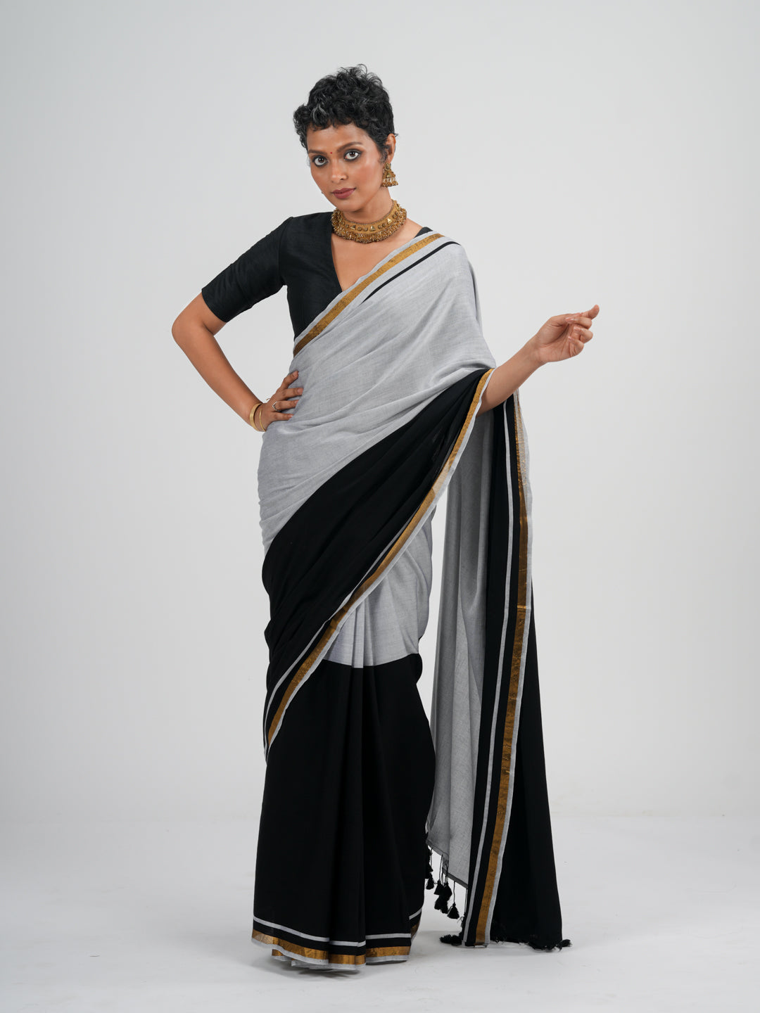 Women's Multicolor Cotton Acrylic Saree