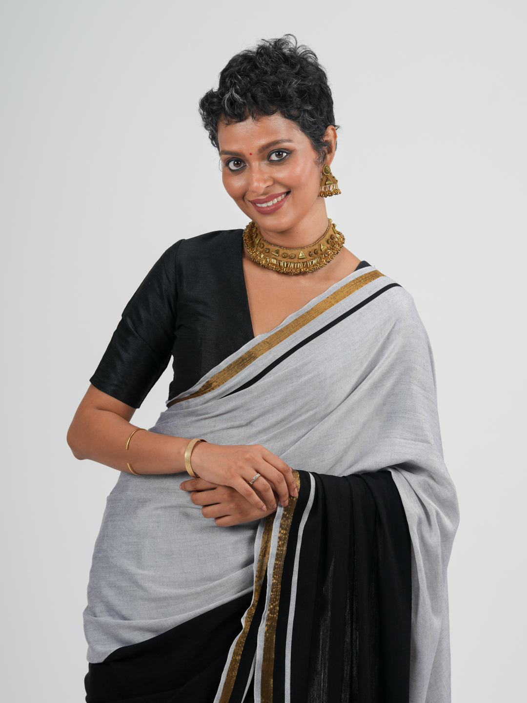 Women's Multicolor Cotton Acrylic Saree