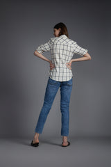 Women's White Casual Regular Fit Checked Full Sleeves Shirt
