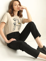 Women's Black High Rise Jade Straight Fit Jeans