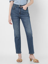 Women's Blue High Rise Jade Straight Fit Jeans