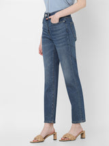 Women's Blue High Rise Jade Straight Fit Jeans