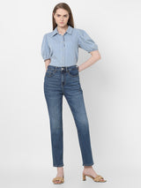 Women's Blue High Rise Jade Straight Fit Jeans