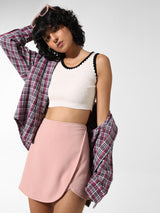 Women's White Knitted Casual Solid Cropped Sleeveless Top