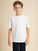 Boys White Printed Oversized Fit Casual Tshirt