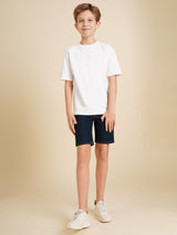Boys White Printed Oversized Fit Casual Tshirt