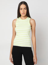 Women's Green Striped Tank Top