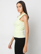 Women's Green Striped Tank Top