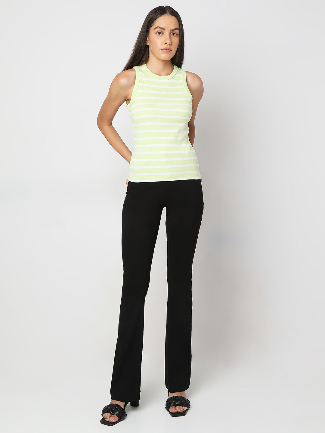 Women's Green Striped Tank Top