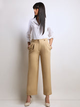 Women's Beige High Rise Pants
